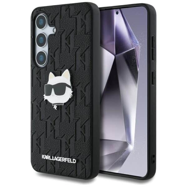 Karl Lagerfeld - Hardcase Monogram Leather (KLHCS25SPGKLCHPK) - Samsung Galaxy S25 - Choupette Head Pin