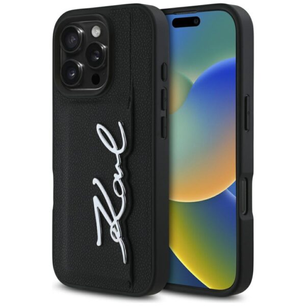 Karl Lagerfeld - Hardcase Leather Carslot (KLHCP16XPGPVKSK) - iPhone 16 Pro Max - Metal Signature