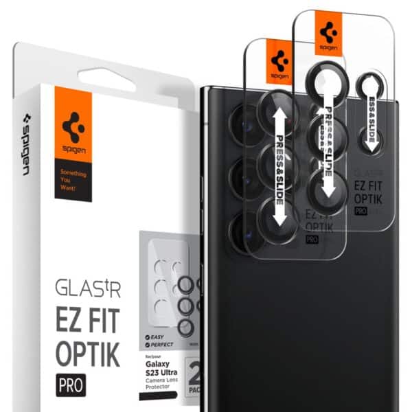Spigen - Optik.tR EZ Fit Pro Camera Glass (2 pack) Προστασία Κάμερας - Samsung Galaxy S23 Ultra - Μαύρο