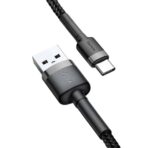 Baseus - Data Cable Cafule (CATKLF-BG1) - USB to Type-C, 3A, 480Mbps, 1m - Γκρί / Μαύρο - Image 2