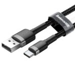 Baseus - Data Cable Cafule (CATKLF-BG1) - USB to Type-C, 3A, 480Mbps, 1m - Γκρί / Μαύρο - Image 4