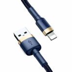 Baseus - Data Cable Cafule (CALKLF-BV3) - USB to Lightning, Fast Charging, QC3.0, 2.4A, 1m - Μπλε / Χρυσό - Image 3