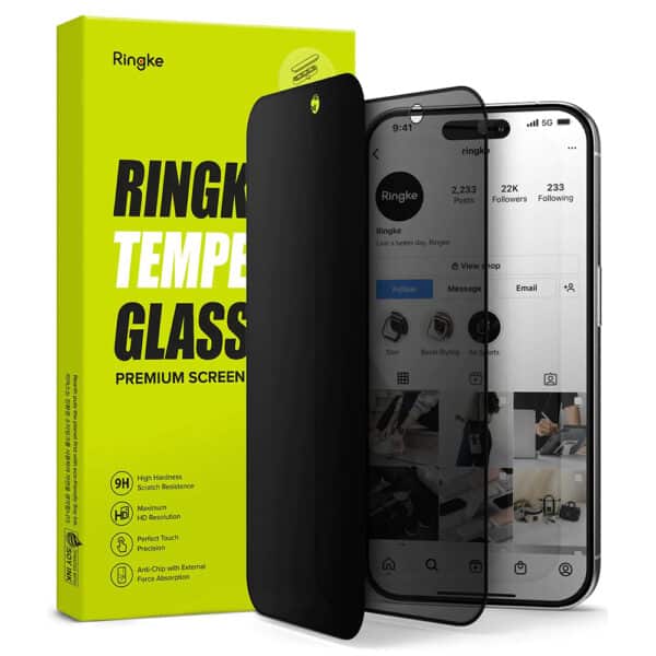 Ringke - TempeΚόκκινο Glass - iPhone 15 Pro Max - Privacy