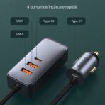Baseus - Φορτιστής Αυτοκινήτου Share Together (CCBT-A0G) - Port Extension, 2x USB, 2x Type-C, Fast Charging, 120W - Γκρί - Image 4