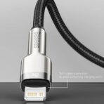 Baseus - Data Cable Cafule Series Metal (CALJK-01) - USB to Lightning, 2.4A, 480Mbps, 25cm - Μαύρο - Image 4