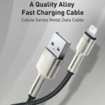 Baseus - Data Cable Cafule Series Metal (CALJK-01) - USB to Lightning, 2.4A, 480Mbps, 25cm - Μαύρο - Image 5