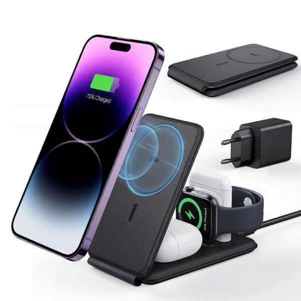 ESR - Premium 3in1 Travel Wireless Charging Set (2C569A) - για iPhone, MFi Apple Watch, AirPods, Qi2 15W - Μαύρο