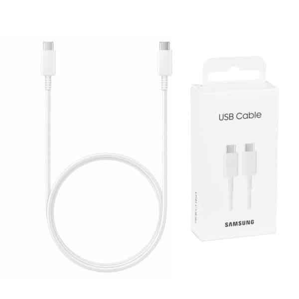 Samsung - Original Data Cable (EP-DA705BWEGWW) - USB-C to Type-C Fast Charging 3A, 1m - Λευκό (Blister Packing)