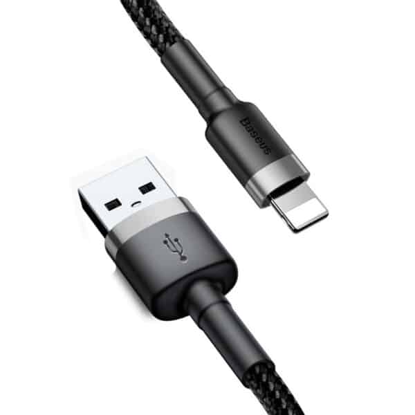 Baseus - Data Cable Cafule (CALKLF-AG1) - USB to Lightning, 2.4A, 480Mbps, 50cm - Γκρί