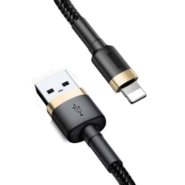 Baseus - Data Cable Cafule (CALKLF-RV1) - USB to Lightning, 2A, 3m - Μαύρο / Χρυσό