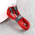 Baseus - Data Cable Cafule (CATKLF-U09) - USB to Type-C, 2A, 3m - Κόκκινο - Image 5