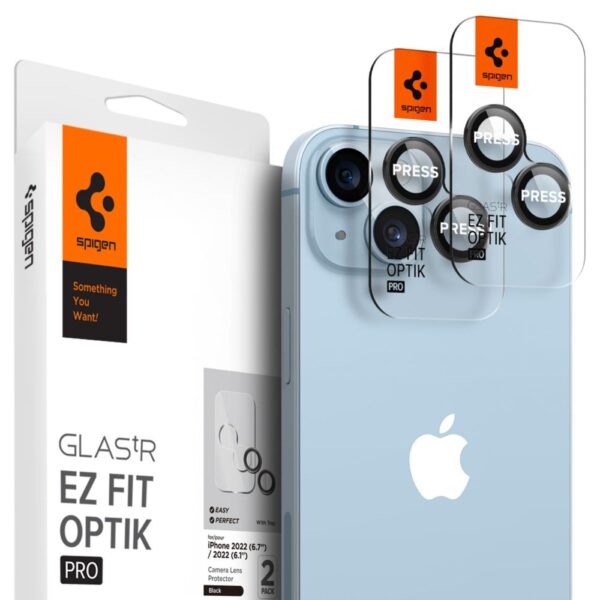 Spigen - Optik.tR EZ Fit Pro Camera Glass (2 pack) Προστασία Κάμερας - iPhone 14 / iPhone 14 Plus - Μαύρο