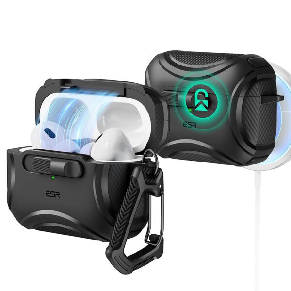 Θήκη για Apple AirPods Pro 1/2 - ESR Cyber Magnetic Lock HaloLock - Μαύρο