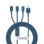 USB-A to Lightning / microUSB / USB-C Charging Cable Baseus Superior 3in1 Series, 20W, 3.5A, 1.5m, Blue CAMLTYS-03