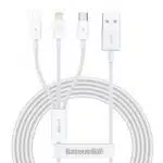 USB-A to Lightning / microUSB / USB-C Charging Cable Baseus Superior 3in1 Series, 20W, 3.5A, 1.2m, White CAMLTYS-02