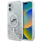 Karl Lagerfeld Case Iphone 16 Plus 6 7" Klhmp16mlgkcsgh Transparent Hard Liquid Glitter Karl&choupette Head Magsafe